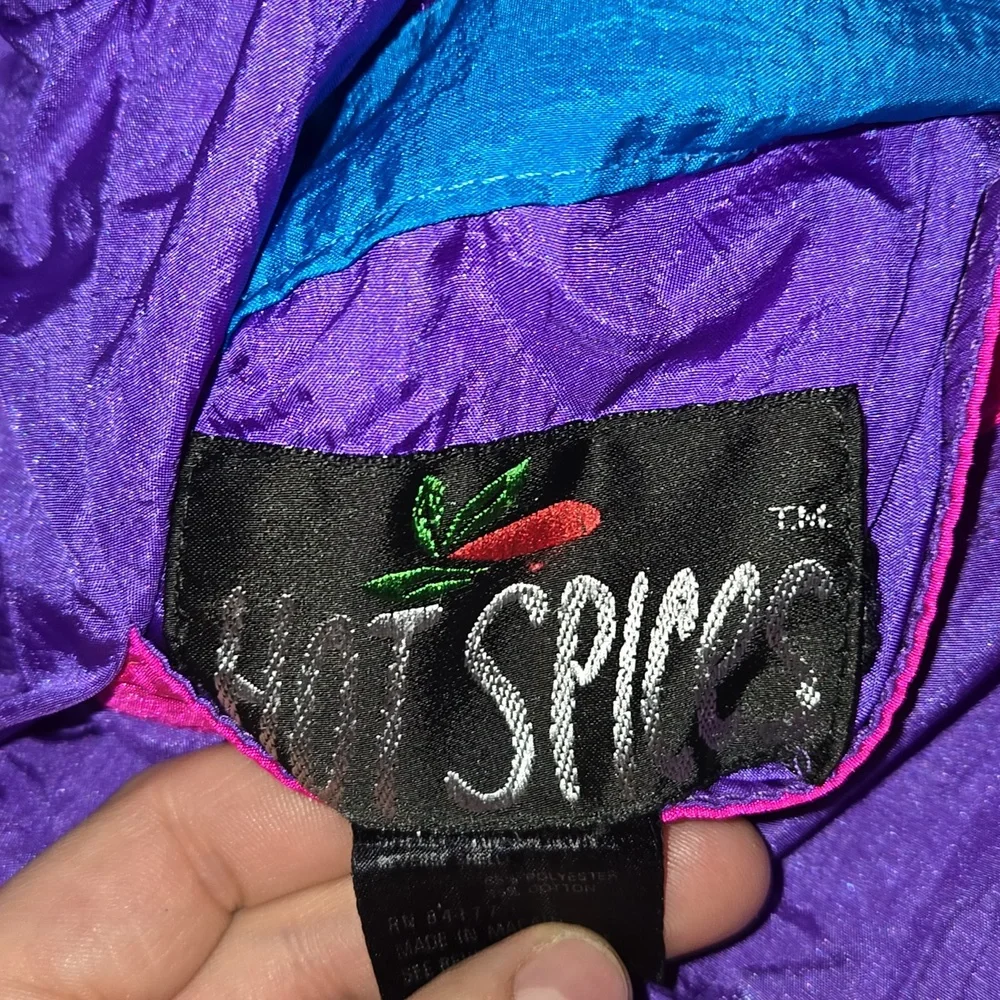 Vintage 80s Hot Spices Reversible Colorblock Ski Outdoor Jacket Purple Pink Blue